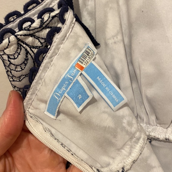 Draper James Navy Blue White Floral Lace Spaghetti Strap Tea Length Dress - Picture 7 of 7